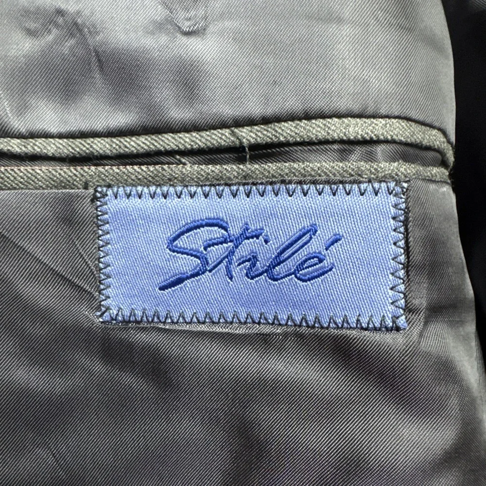 Stile Bespoke Blazer Sport Coat 40R Gray Pink Stripe‎ Holland Sherry Wool Jacket